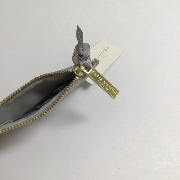 NEW Katie Loxton Gray Card Wallet Cash Zip Pouch Live Love Sparkle Gold Letters - Picture 6 of 7